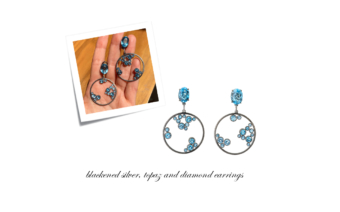 bespoke diamond and topaz statement earrings