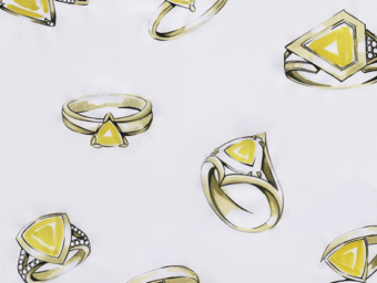 sketch of bespoke yellow sapphire cocktail ring