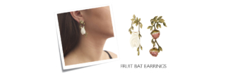 watermelon tourmaline and enamel bat earrings