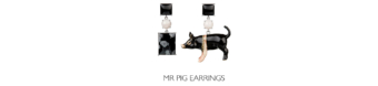 bespoke porcelain and onyx pig earrings