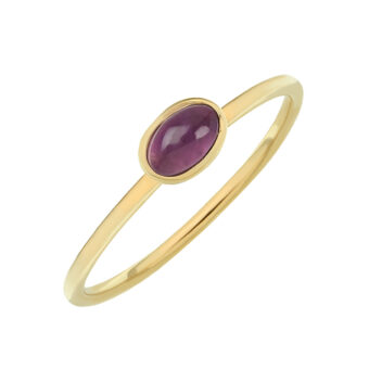 yellow gold and amethyst cabochon stacking ring