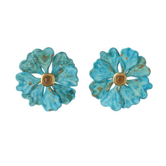 brass wildflower earrings with citrine gems
