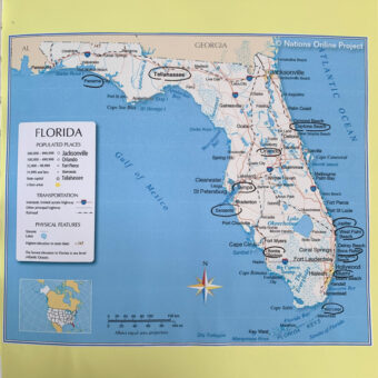 plastic fantastic scrap book page showing map of florida