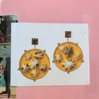 plastic fantastic scrap book page yellow resin earrings