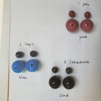 plastic fantastic scrap book page coloured bead earrings