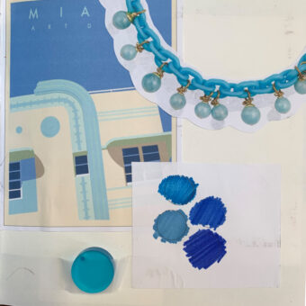 blue and turquoise necklace plastic fantastic scrap book page