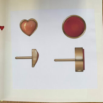 red heart studs plastic fantastic scrap book page