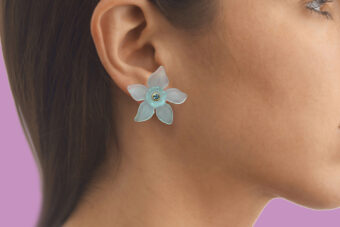 colourful flower floral stud earrings with gemstone centres by tessa packard