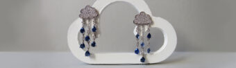 white gold diamond and blue sapphire thundercloud earrings by tessa packard