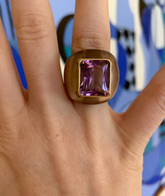 lucite and amethyst ring