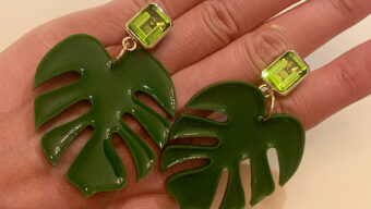 resin tropical leaf earrings